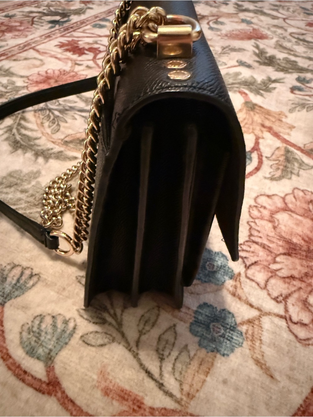 Coach Black Leather and Signature Canvas Chain Crossbody with Gold Hardware - Picture 14 of 16